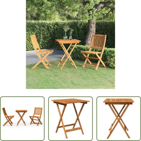 Comedor plegable -  Comedor de jardín plegable 3 piezas madera maciza de acacia
