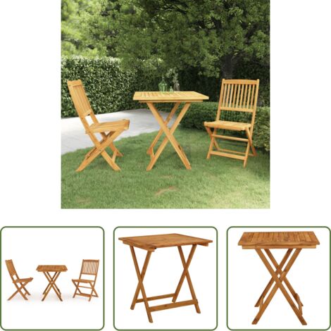 Comedor plegable -  Comedor de jardín plegable 3 piezas madera maciza de acacia