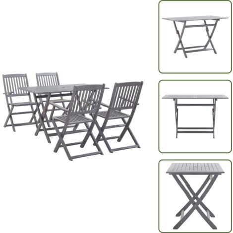 Comedor plegable - vidaXL Juego de comedor de jardín 5 pzas madera maciza de acacia gris - Madera maciza