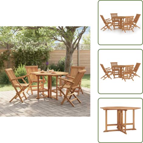 Comedor plegable - vidaXL Set de comedor de jardín plegable 5 pzas madera maciza de teca - Madera de teca