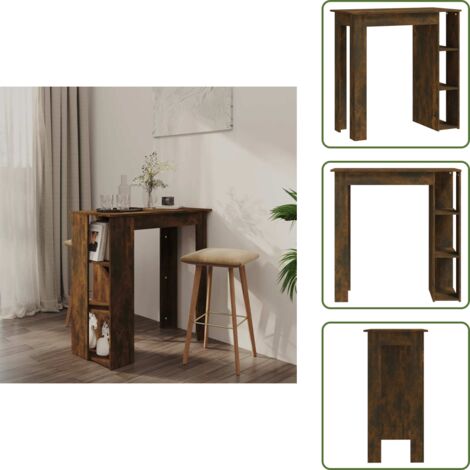 Comedor - vidaXL Mesa alta con estante roble ahumado 102x50x103,5 cm - Almacenamiento