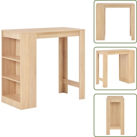 Comedor - vidaXL Mesa alta de cocina con estantería color roble 110x50x103 cm - Madera contrachapada