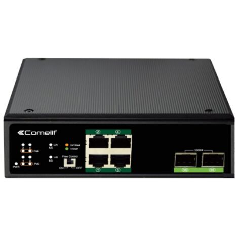 Comelit 4-Port PoE + 2 SFP Gigabit Netzwerk-Switch auf DIN-Schiene IPSWP06N02A