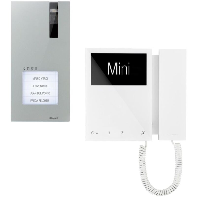 Comelit - Kit unifamilial 8461M avec panneau de commande carré et mini moniteur