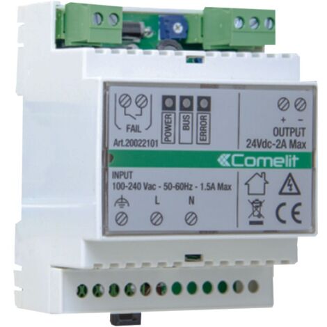 Comelit Fuente de alimentación conmutada smilplehome 24VDC 2A en DIN 20022101