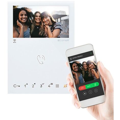 Comelit – Moniteur vidéophone mains libres Wi-Fi 4,3" – Résolution 480x272 pixels – Compatible PoE – Montage mural et sur bureau