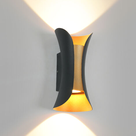 COMELY 10W Schwarze LED-Wandleuchte, Modernes Design, Innen-& Außenbereich IP65, Metall, Warmweiß 3000K Ideal für Schlafzimmer, Wohnzimmer, Garten