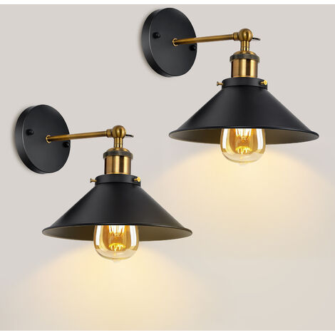 COMELY 2 Packs Industrie Wandlampen, Vintage Wandleuchten mit 180° Drehung, E27 Metall-Leuchte, für Schlafzimmer Küche Restaurant, 22cm (ohne Glühbirnen)