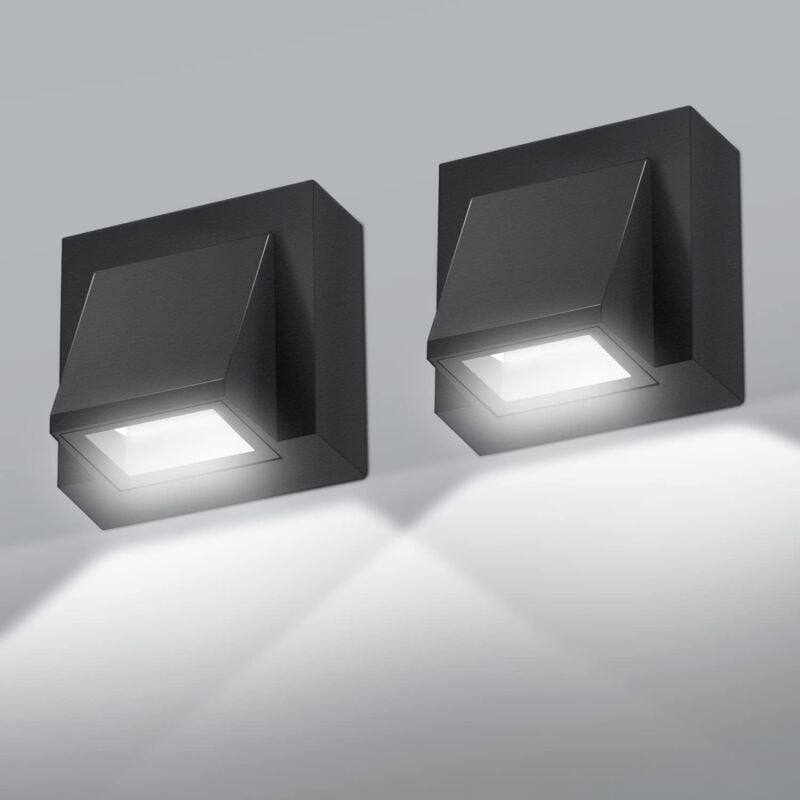 Comely - 2 Pezzi Applique Extérieur Mural, 5W cob Applique Murale Exterieur led, 6000K Luce Freddo IP65 Impermeabile Lampe Murale Extérieures in