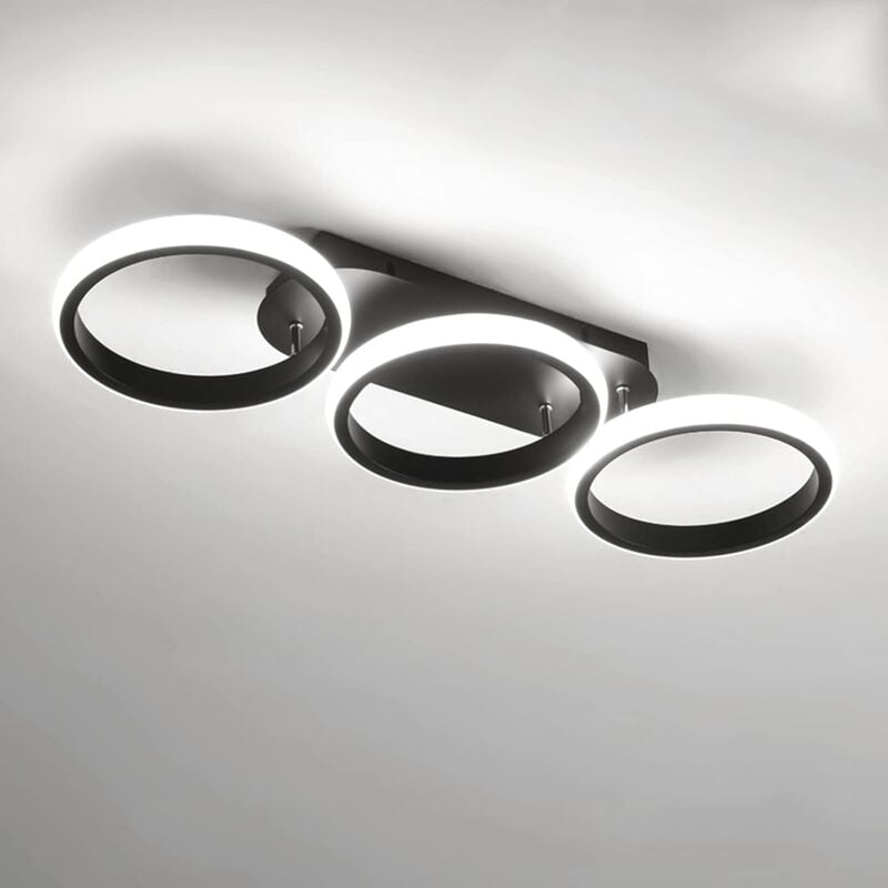 Comely - Plafonnier led, 3 Carrés de plafond, éclairage de plafond moderne noir, utilisé pour les couloirs, les entrées, les chambres, les balcons,