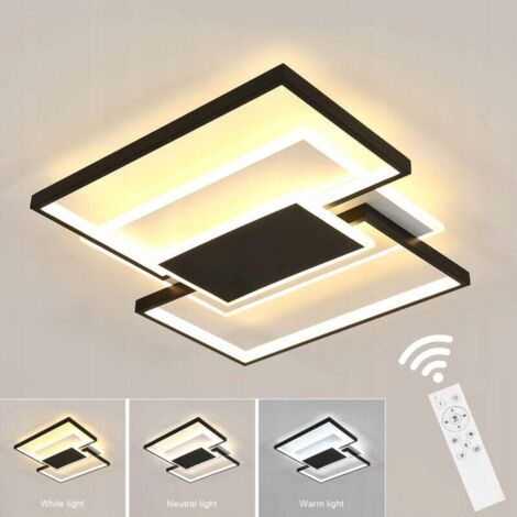 COMELY 54W LED Deckenleuchte, Dimmbare LED Deckenleuchte, Moderne Wohnzimmer Deckenlampe mit Fernbedienung 3000K-6500K, Quadratische Acryl Deckenleuchte für Schlafzimmer Küche Flur,50CM