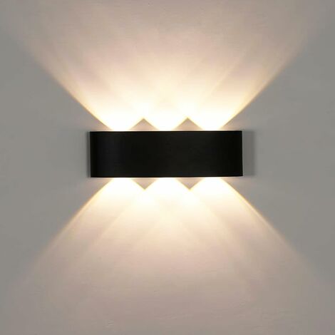 COMELY Aplique de Pared LED Exterior/Interior, Moderna Luminaria de Pared Arriba-Abajo en Negro, Iluminación de Pared para Salón, Habitación, Baño (18W, Luz Cálida 3000K)