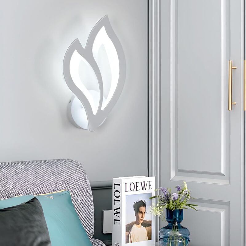 Image of Comely - Applique da parete a led per interni, lampada da parete moderna a forma di fiore da 13 w, lampada da parete in acrilico bianco per camera da