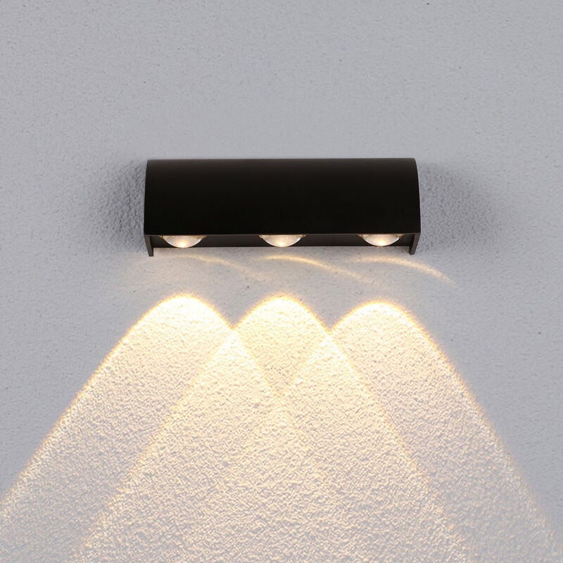 COMELY Applique Moderne 9W, Spot Mural LED 3000K IP65 Noir pour Intérieur&Extérieur Utilisé pour Cour, Chambre, Bureau, Couloir, Salon, Hôtel
