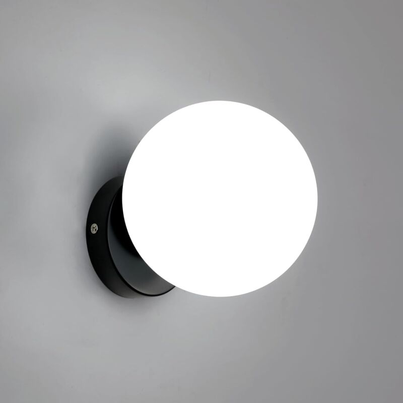 Comely - Applique Murale d'intérieur, Appliques Moderne et Minimaliste, Lampe Murale Sphérique E27 Noire pour Chambre à Coucher Balcon Couloir
