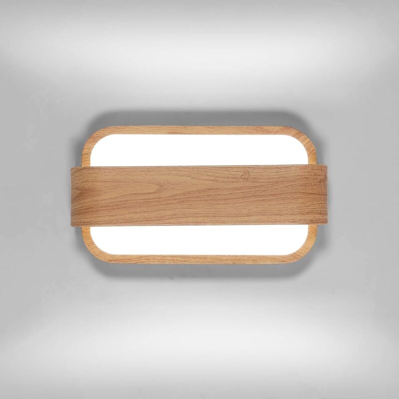 COMELY Applique Murale en Acrylique et Bois, 27x15x9 cm, 13W, Blanc Froid 6500K, 220V, Pour Couloir, Chambre, Bureau, Ambiance Minimaliste et