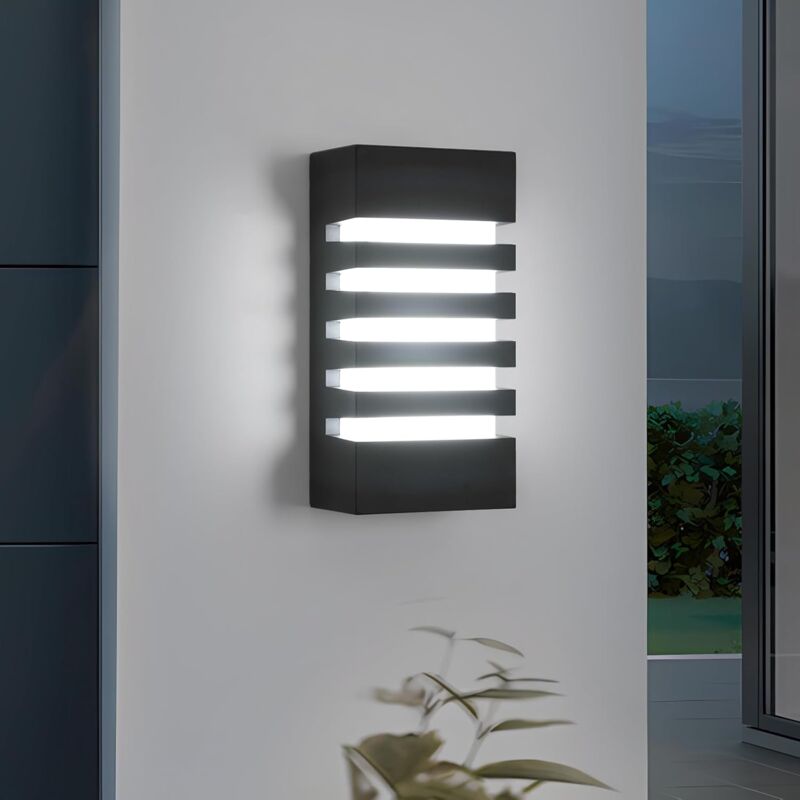 Applique Murale Extérieure led Noir Moderne, 15W Lampe Murale Intérieure IP65 Étanche, Applique pour Balcon, Jardin, Porche, Chemin, Patio - Lumière