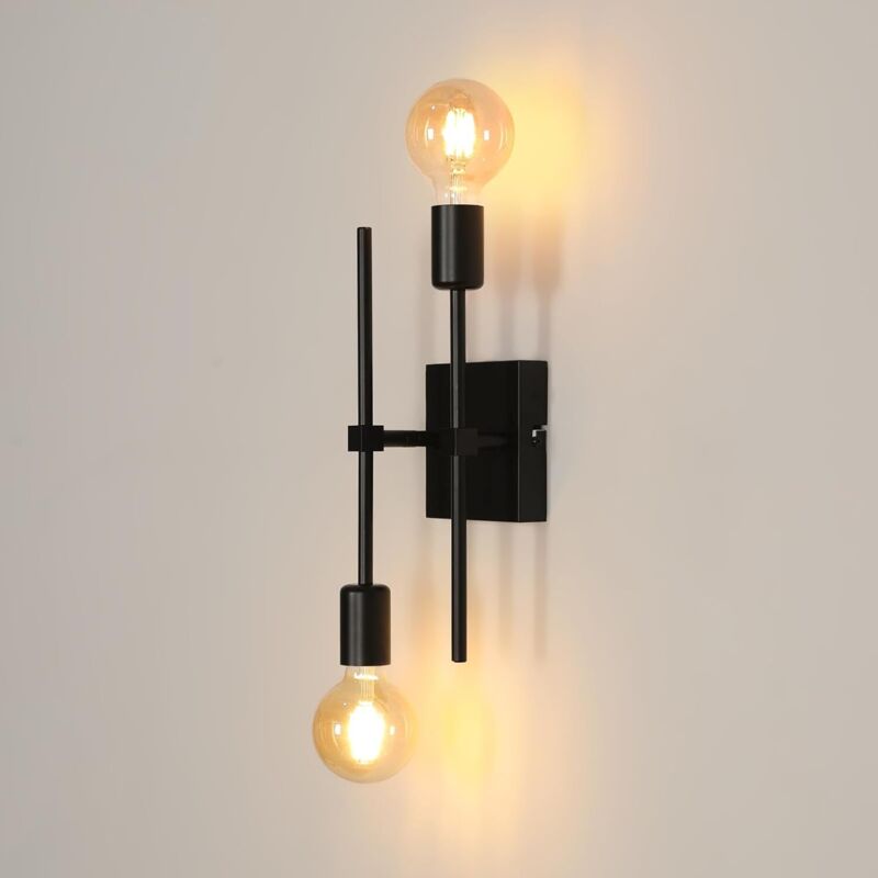 COMELY Applique Murale Industrielle Design, Noir, Orientable à 360°, Douille E27 (Ampoule Non Incluse), Pour Atelier, Garage, Bureau, Décoration