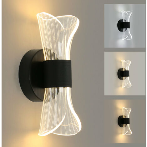 COMELY Applique Murale Intérieur Noir LED Dimmable, 12W Lampe Murale Moderne Design Créatif, Éclairage Acrylique Luminaire pour Salon Couloir Chambre Escaliers