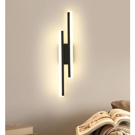 COMELY Applique Murale Intérieure LED, 16W 1800LM Lampe Murale Moderne en Acrylique, Noir Luminaire Murals pour Salon Chambre Couloir Escalier Salle de Bain, 3000K Blanc Chaud