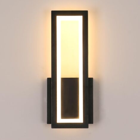 COMELY Applique Murale Intérieure LED, 16W 2000LM Moderne Acrylique Lampe Murale Noir, Luminaire Mural 3000K Blanc Chaud pour Chambre, Salon, Couloir, Escalier, 32CM [Classe énergétique E]