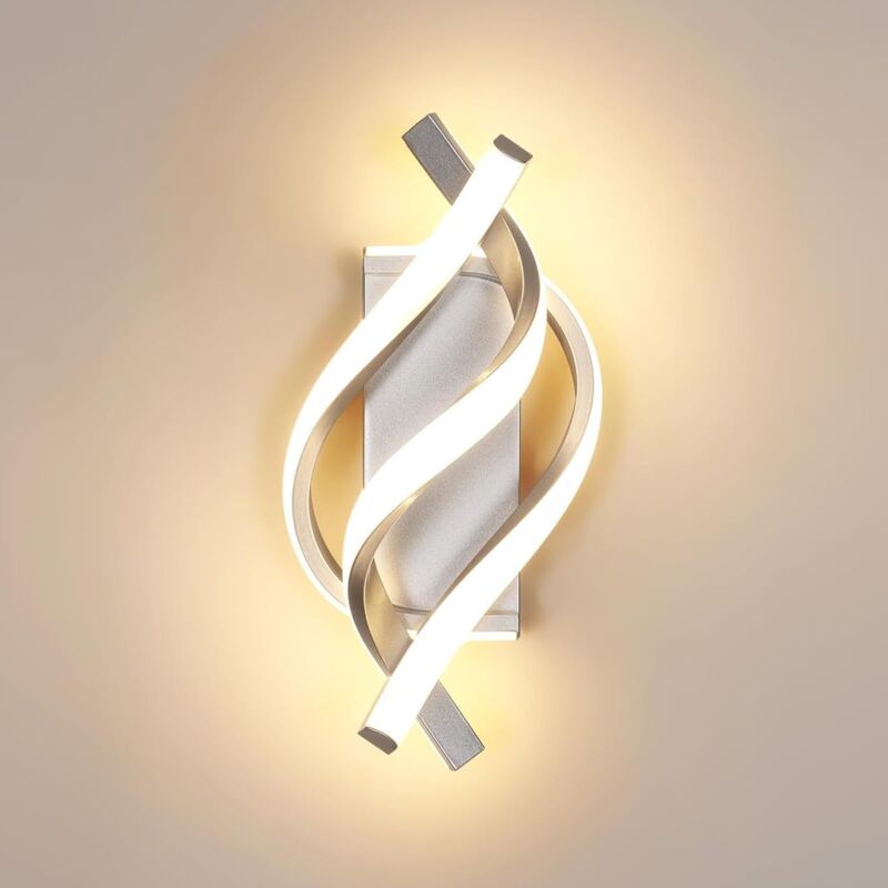 Comely - Applique Murale Intérieure led, 19W Créative Argenté Lampe Murale Moderne 3000K Lumière Chaude, Acrylique Luminaire Mural Interieur pour