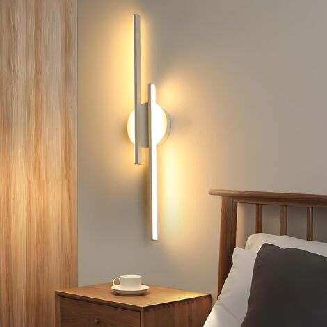 COMELY Applique Murale Intérieure LED, 24W Lampe Murale Moderne, Luminaire Barre Mural en Aluminium, pour Chambre, Salon, Couloir, Escaliers, Salle, Lumière Chaude 3000K, Blanc