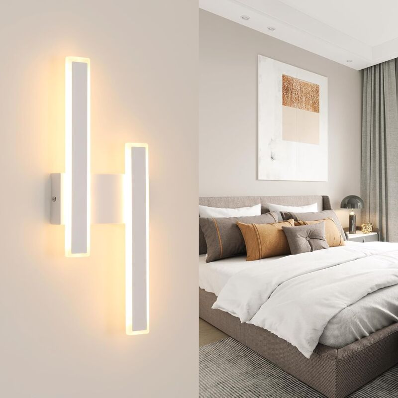 Applique Murale Intérieure led, 32W Lampe Murale led Moderne, Blanc Luminaire Intérieure en Acrylique pour Salon Chambre Bureau Escalier, 3000K Blanc