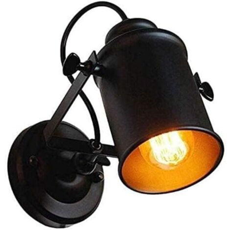Comely Applique Murale Interieure, Réglable Spot LED Lampe Murale Rétro Industrielle E27, Luminaire Mural Interieur en Métal pour Salon Chambre Restaurant Cuisine, Noir