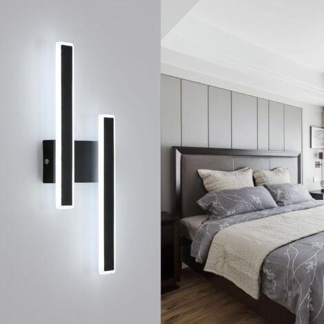 COMELY Applique Murale Interna a LED 32W 3600LM Nera, Lampada Murale Moderna, Lampada da Comodino a LED per Soggiorno Camera da Letto Ufficio Scala Corridoio (Luce Bianca 6500K)
