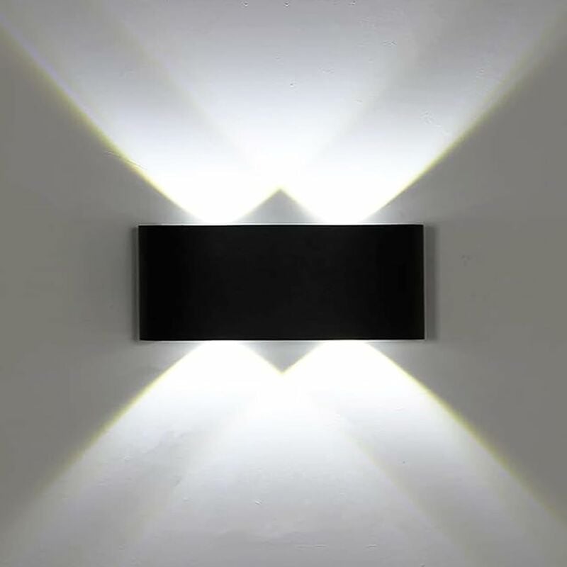 Image of COMELY Applique Murale LED Esterno/Interno, Moderno Lampada Parete Su-Giù Nera, Illuminazione Parete per Soggiorno, Camera, Bagno (12W, Luce Fredda