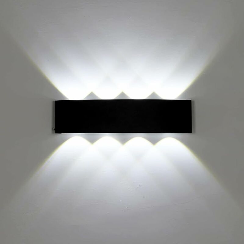 Image of Comely - Applique Murale led Esterno/Interno, Moderno Lampada Parete Su-Giù Nera, Illuminazione Parete per Soggiorno, Camera, Bagno (24W, Luce Fredda