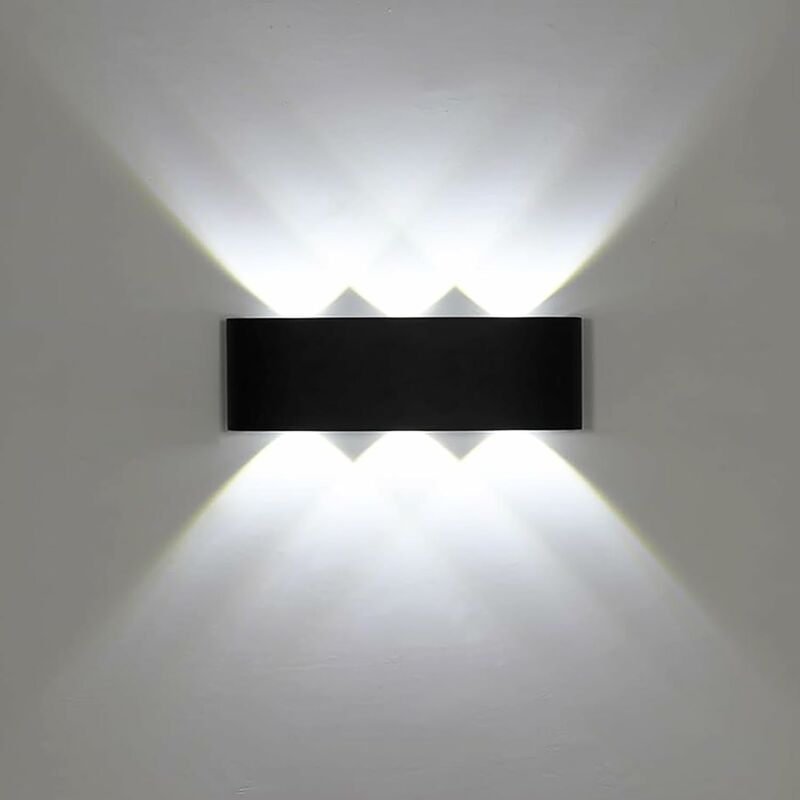 Image of Comely - Applique Murale led Esterno/Interno, Moderno Lampada Parete Su-Giù Nera, Illuminazione Parete per Soggiorno, Camera, Bagno (18W, Luce Fredda