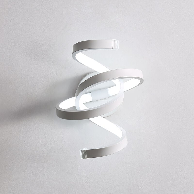 Applique Murale led Intérieur 20W 2200LM, Lampe Moderne Spirale Blanc Froid, Aluminium pour Chevet, Fond tv Étude Salon - Comely
