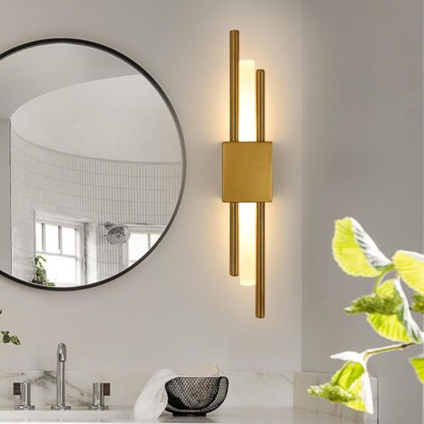 COMELY Applique Murale LED Intérieure, Lampe Murale Cylindrique Double Parallèle Blanc Chaud 3000K 10W, Luminaire Mural Intérieure Moderne pour Salon Couloir Escalier, Blanc Chaud 3000K, Or [Classe én