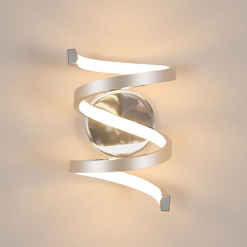 Comely - Appliques murales spirales, applique murale led moderne chromée 19 w, lumière chaude 3 000 k, éclairage intérieur pour chambre, salon,