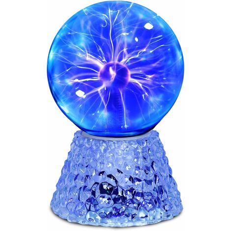 Bola de plasma de vidrio esfera de luz de rayo lámpara de fiesta bola  mágica bola electrostática intermitente (6.0 pulgadas)
