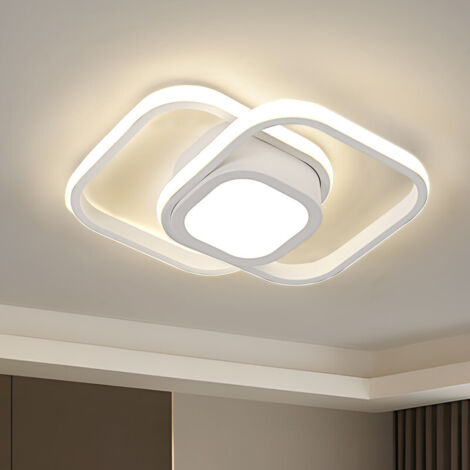 COMELY Doppelte quadratische LED-Deckenleuchte, Aluminium-Design, Weiß, 32 W, neutrales Licht 4500 K, moderne Deckenbeleuchtung (Wohnzimmer, Büro, Flur)