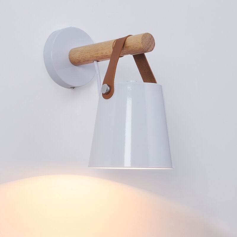 Image of Elegante lampada da parete per interni in metallo e legno massiccio in stile industriale, adatta per camera da letto, corridoio, soggiorno (lampadina
