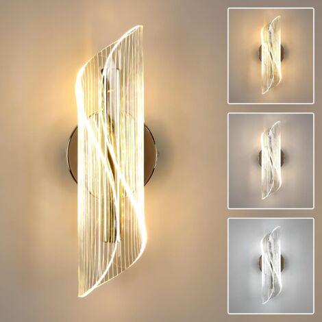 COMELY Indoor LED Wall Light, 16W, Modern Design in Acrylic, Dimmable 3000K & 4500K & 6500K, Wall Luminaire for Bedroom, Living Room, Hallway - Gold