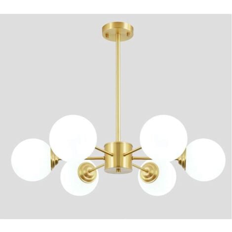 COMELY Moderner goldener Kronleuchter, E27-Lampenfassung mit weißem Milchglasschirm, Hängelampe, Wohnzimmer, Restaurant, Schlafzimmer, 8+4 Lichter, goldene Deckenleuchte