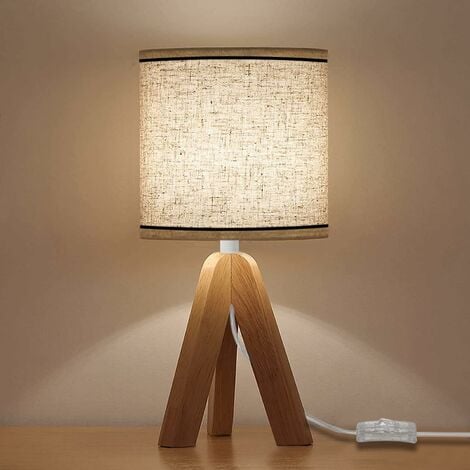 Relaxdays Lampada da Scrivania, Porta Libri & Cellulare in Legno, E27,  Accessori per Cameretta & Salotto, Naturale/Crema