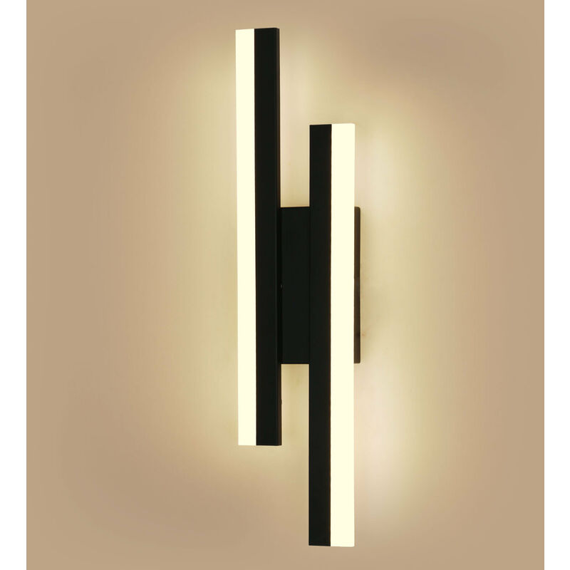 Image of Comely - Lampada da parete a led per interni, 16W Moderna luce calda 3000K, acrilico nero per camera da letto, soggiorno, corridoio, scale