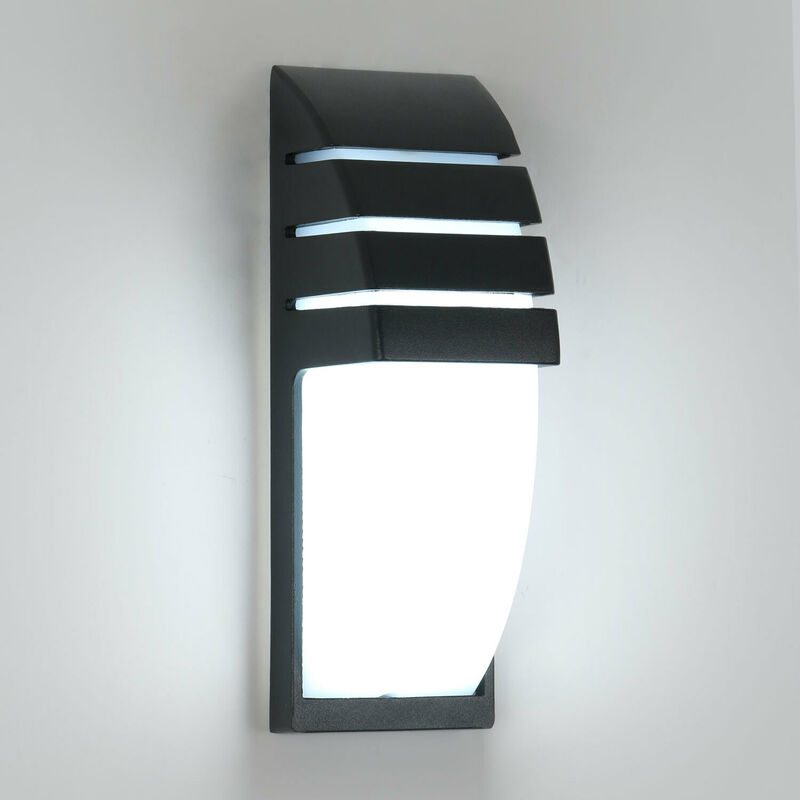 Image of Lampada da parete per interni e per esterni, led bianco freddo nero 12W 6000K, IP65 Lampada da parete impermeabile per cortile, giardino, terrazza,