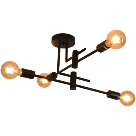COMELY  Lampada da soffitto E27 in ferro nero, stile retrò industriale, adatta per camera da letto, soggiorno, sala da pranzo (lampadina non inclusa).