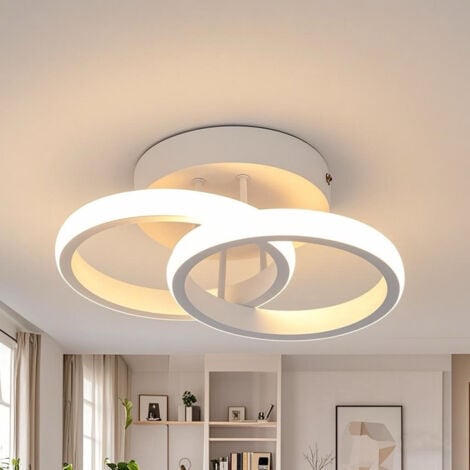 COMELY LED Ceiling Light 2 Rings Fashion New Style Black And White Aisle Ceiling Lamp For Entrance Balcony Corridor Kitchen Living Room Indoor Lighting Cool White Light 22W (White)