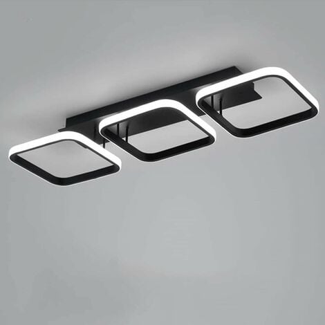 COMELY LED-Deckenleuchte 3 Rechtecke, moderner nordischer Stil, stereoskopische, schwarz-weiße Deckenleuchte für Flur, Schlafzimmer, Wohnzimmer, Arbeitszimmer, Esszimmer, kaltweißes Licht, 33 W (schwa