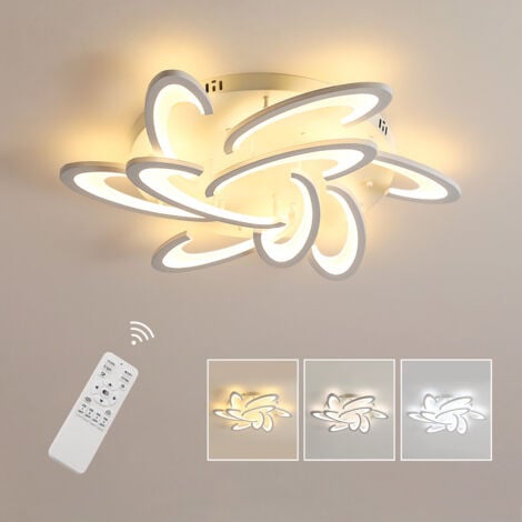 COMELY LED Deckenleuchte aus weißem Acryl 45W, Fernbedienung einstellbar, 9 Lichtquellen, für Wohnzimmer, Schlafzimmer, Esszimmer