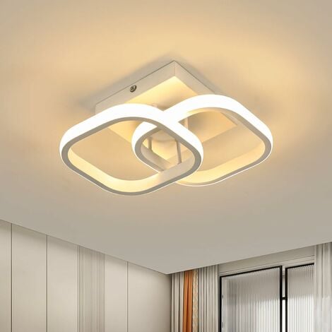 COMELY LED Deckenleuchte mit Bewegungssensor, Design mit zwei Acrylquadraten, für Schlafzimmer, Wohnzimmer, Flur - Weiß - Warmweißes Licht 3000K