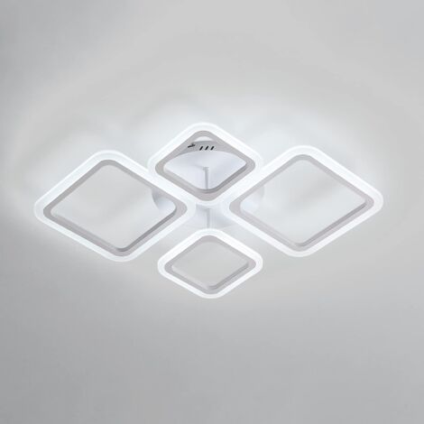 COMELY LED-Deckenleuchte Weiß, Acryl-Deckenleuchte, Moderne Quadratische Deckenleuchte mit 70 cm Durchmesser für Küche, Wohnzimmer und Schlafzimmer - 48W - Kaltweißes Licht 6500K